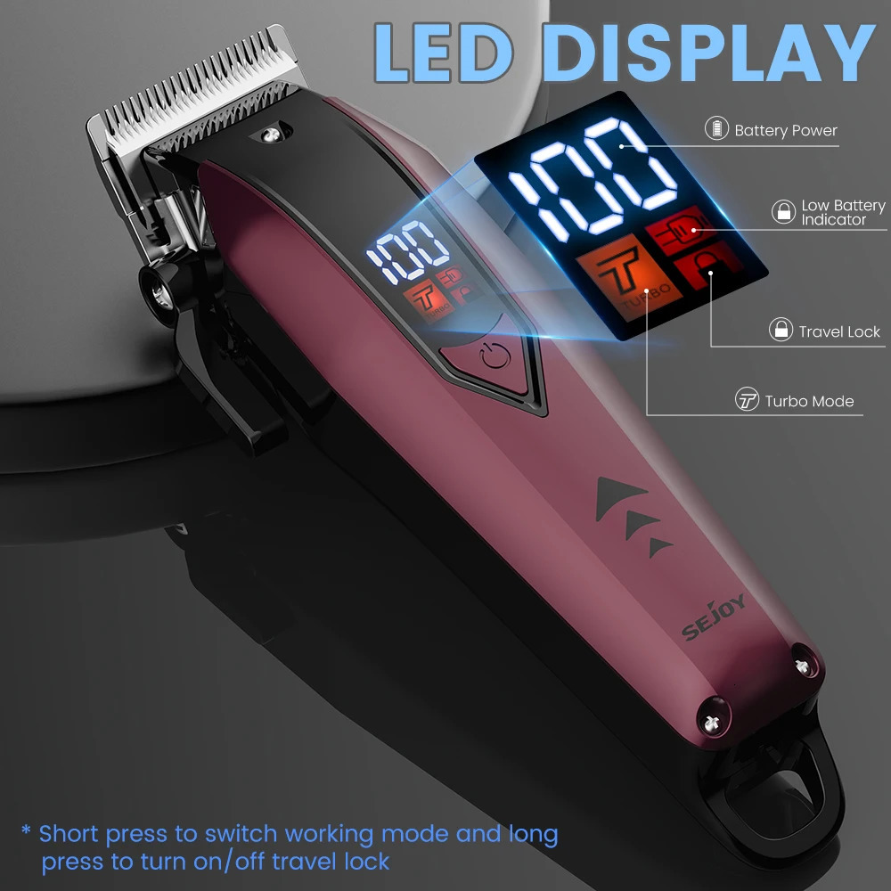 Sejoy Professional Hair Clipper Kit Adjustable Electric Shaver Cutting Machine Rechargeable Mens Cordless Trimmer F58 250825