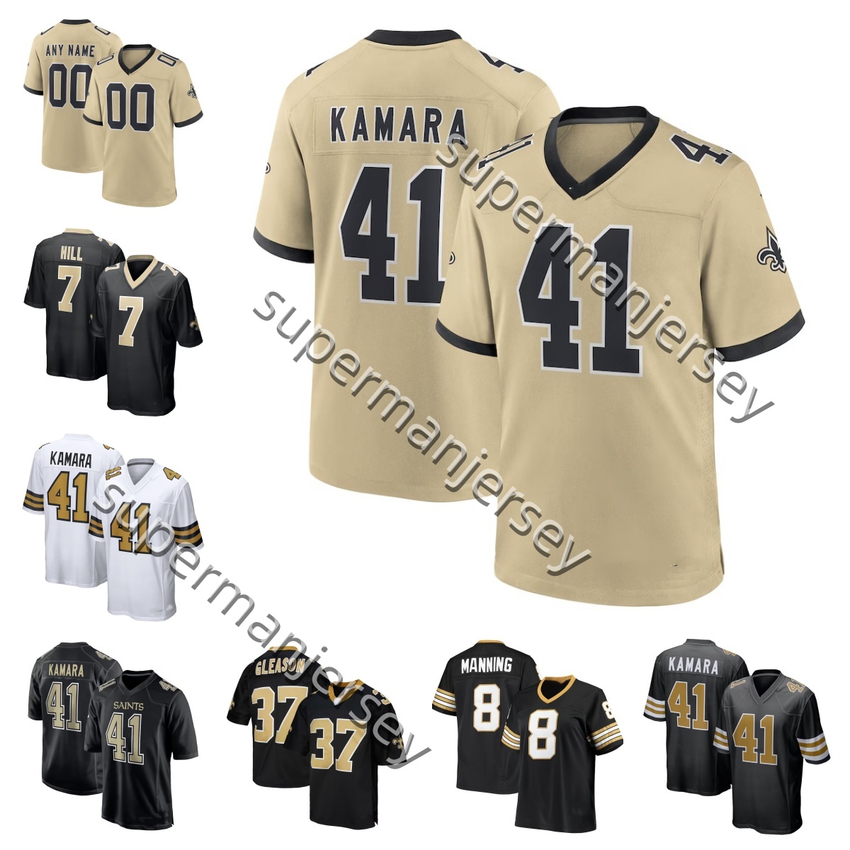 41 Alvin Kamara Custom Saintss football jersey Rashid Shaheed Chris Olave Spencer Rattler Taysom Hill Tyrann Mathieu Thomas Keith Kirkwood Demario Davis Derek Carr