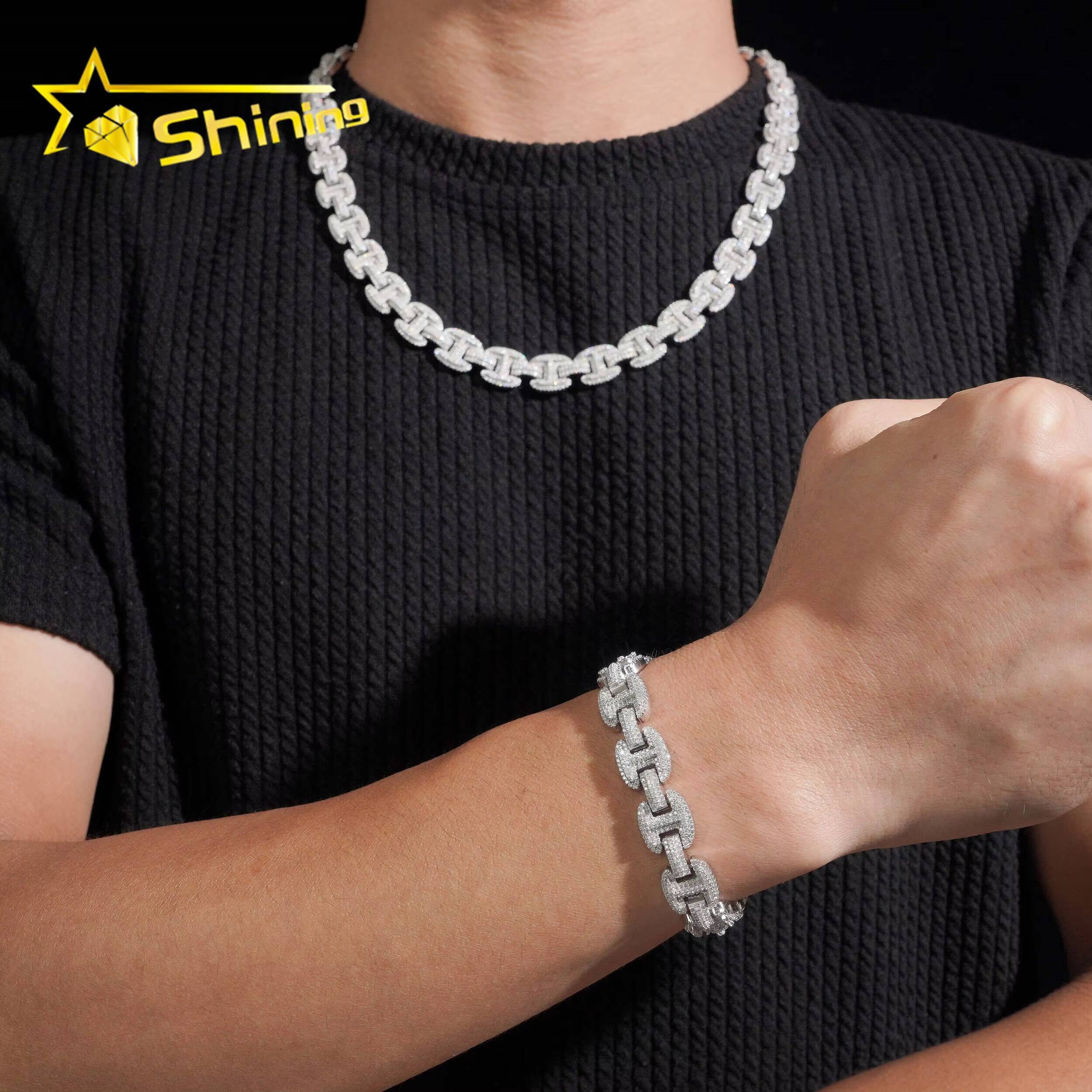 New Arrivals Hip Hop Jewelry Iced Out 12mm 925 Silver Moissanite Infinity Chain Diamond Cuban Link Chain Necklace