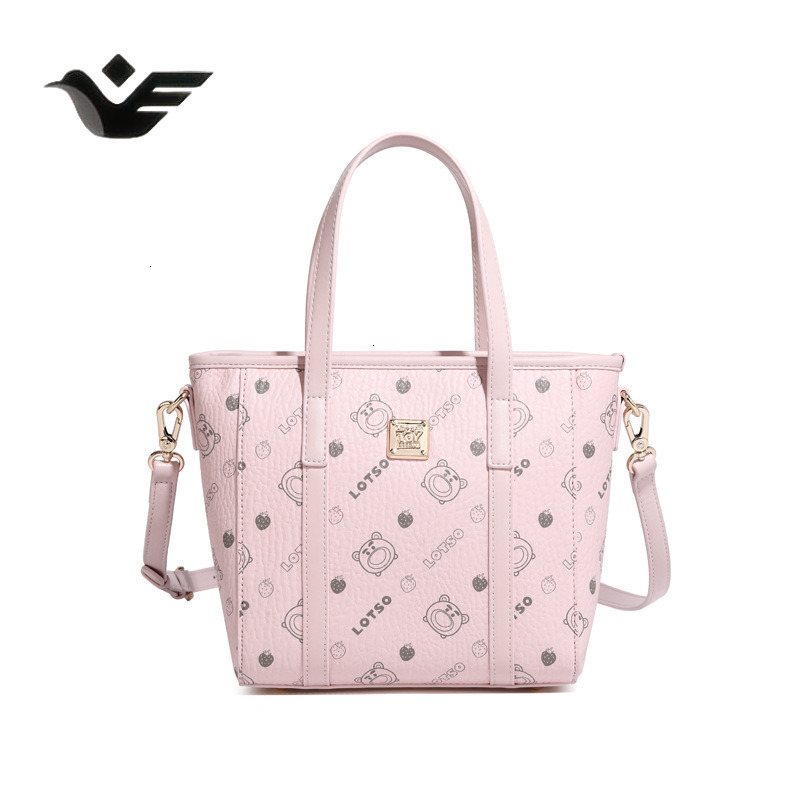 Feiyan Free Shipping New Designer Bag Luxury Shopping Bag Strawberry Bear Print Small Tote Bag Women's Sweet Versatile Handbag Shoulder Bag