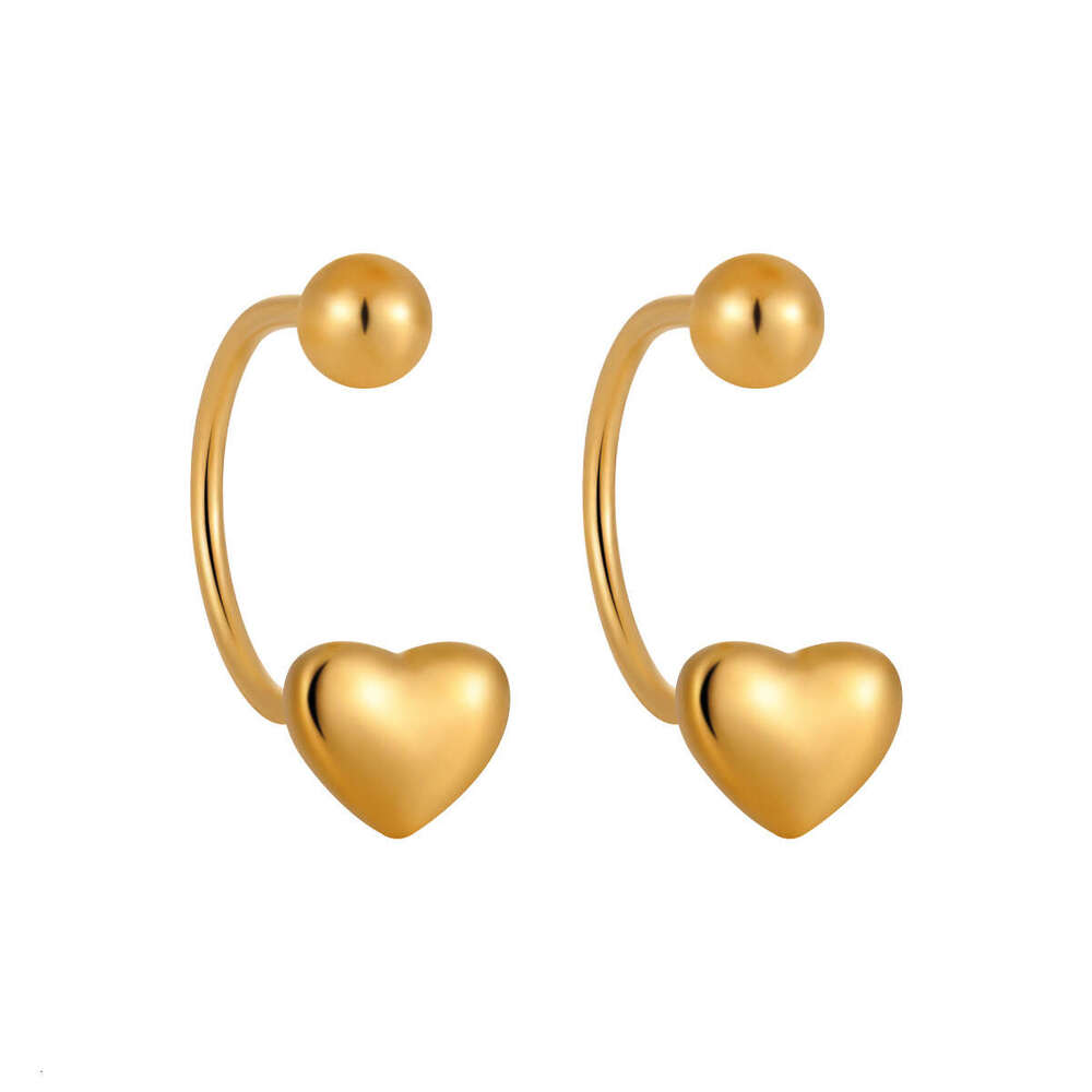 Korean Style Ins Sweet Niche Minimalist Heart U-Shaped Ear Bone Studs Women Fashion Personality High-End Titanium Steel Earrings