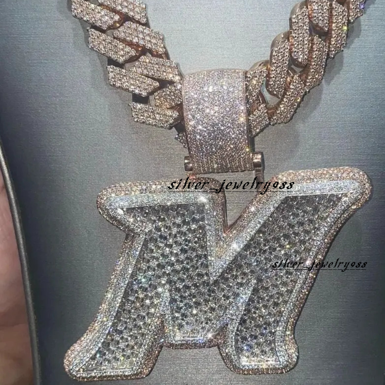 High Quality VVS Moissanite Iced Out Full Diamonds Letter Initial Name M Jewelry Necklace Personalized Custom Pendants