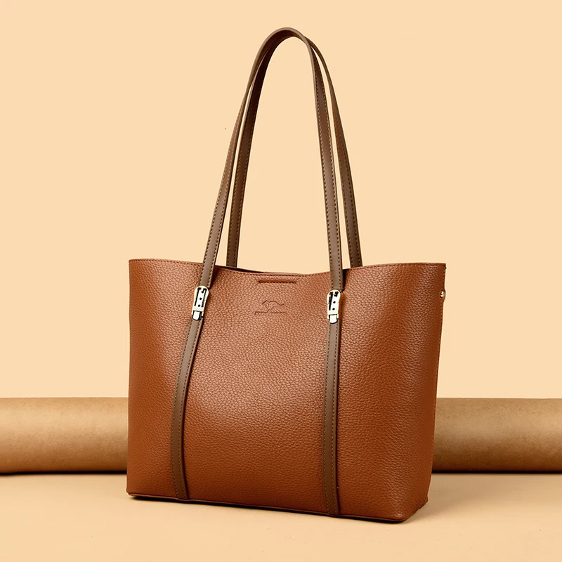autumn Single Shoulder Large Capacity Messenger Droadband Female Solid Color Handbag Ladies Bucket PU Bag 250903