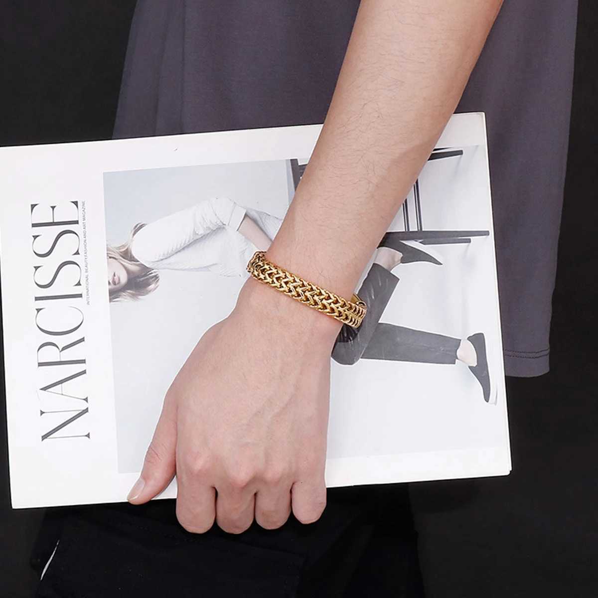 Fashion Men Cuban Bracelet Stainl Steel Wen Bracelet On Hand For Couple Unisex Wrist Chain Jewelry Y250904