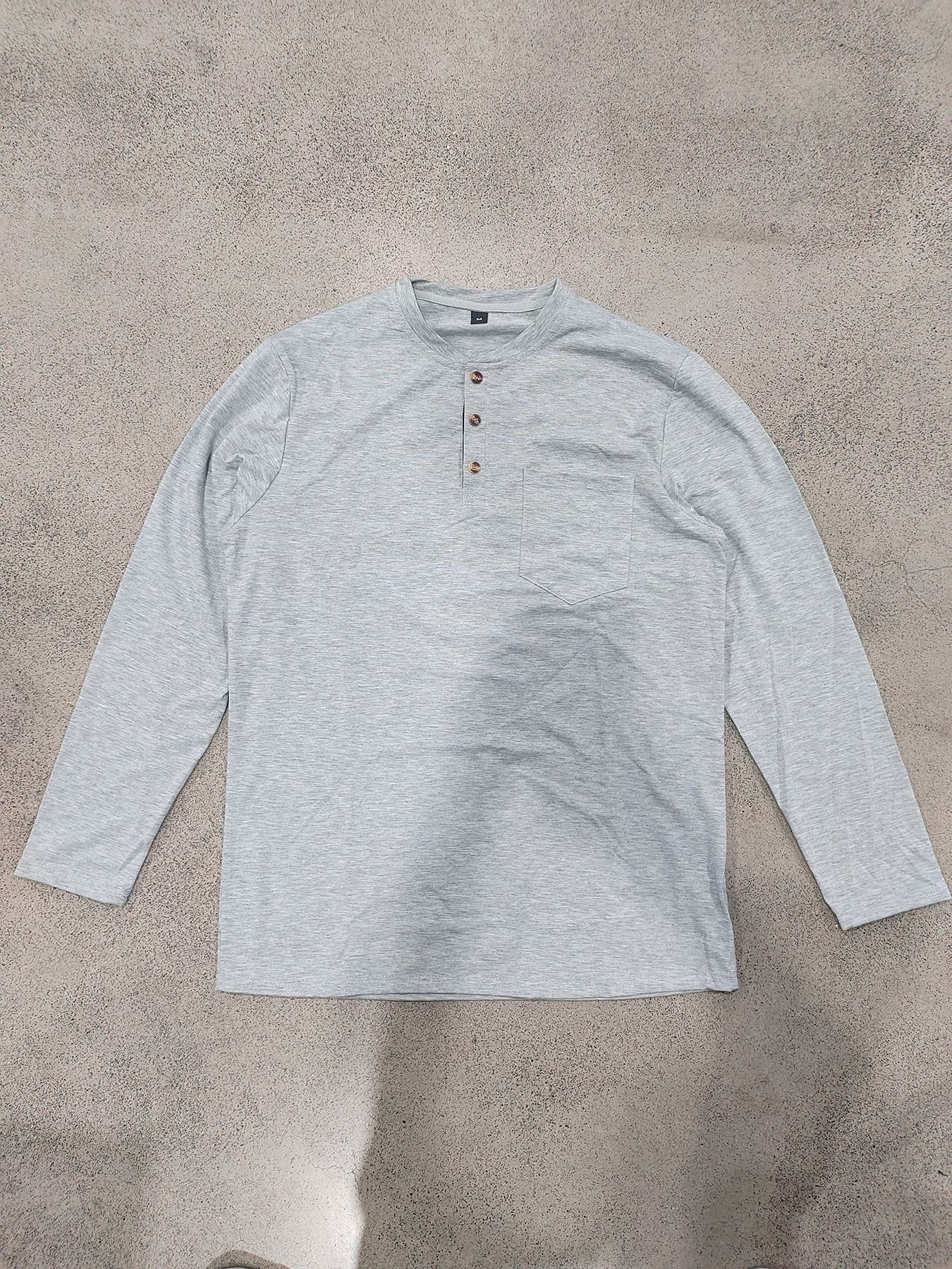 Men's Long Sleeve Button Down T-Shirts Autumn Henley Collar Casual High Quality Crew Neck Mens T Shirts European size: S-3XL