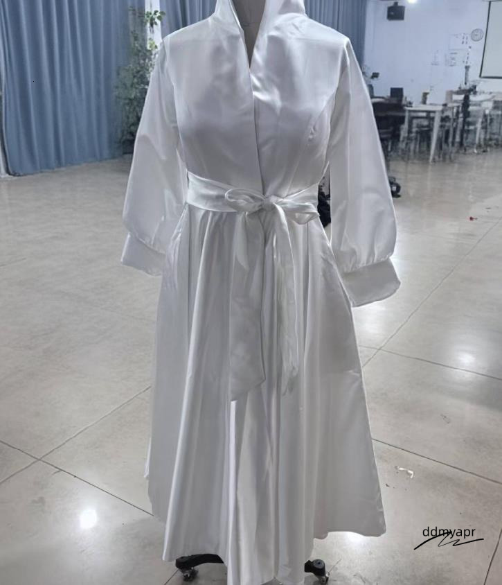 Womens Elegant Shirt Long Sleeved Stand Up Collar White Minimalist A-Line Pleated Wedding Guest Ddmyday Dress Blet 240906 Ddmyday Ddmyday Ddmyday Ddmy