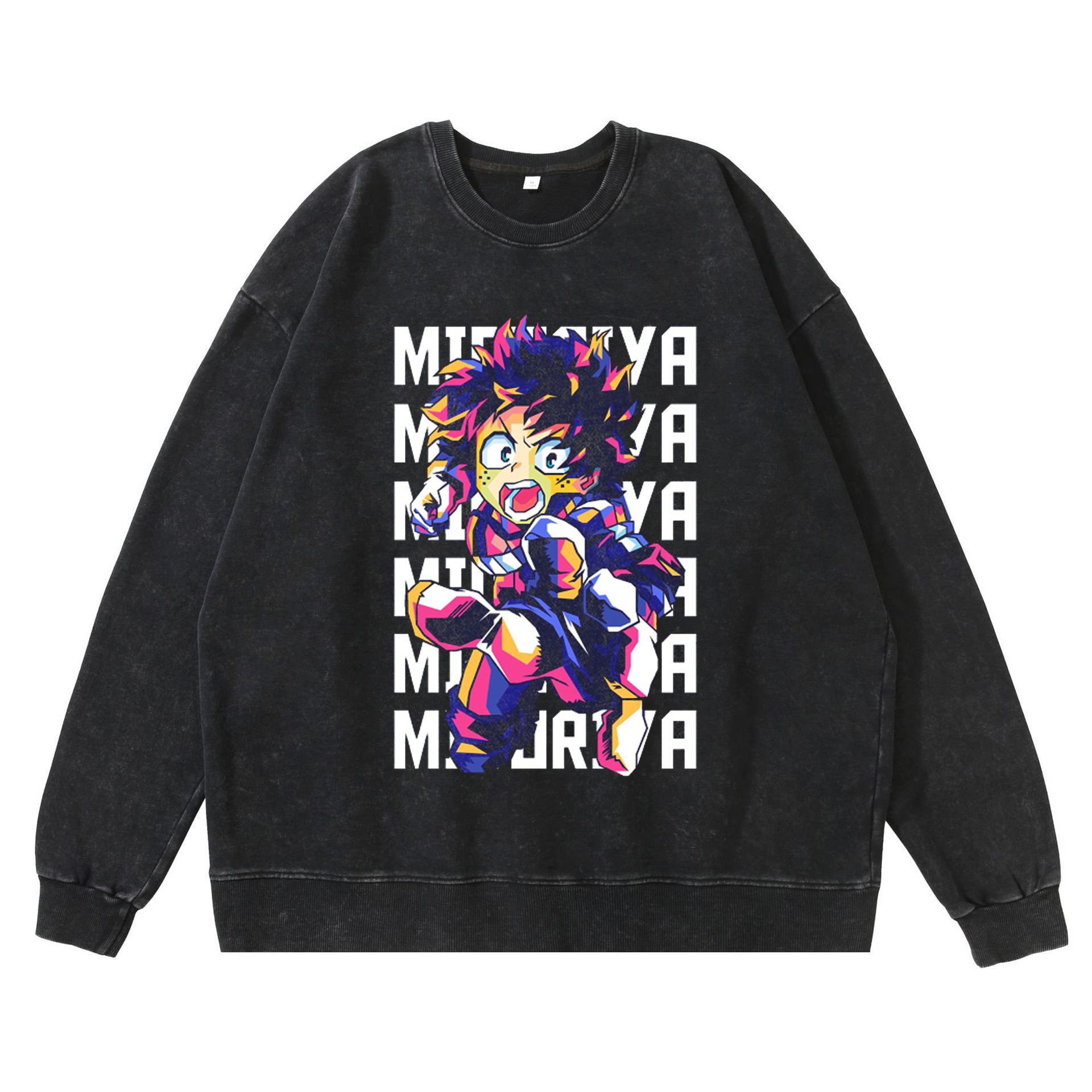 New Washed Vintage Dark-Tone My Hero Academia Anime Print Street Retro Hoodie Streetwear Hoodie - TT8080