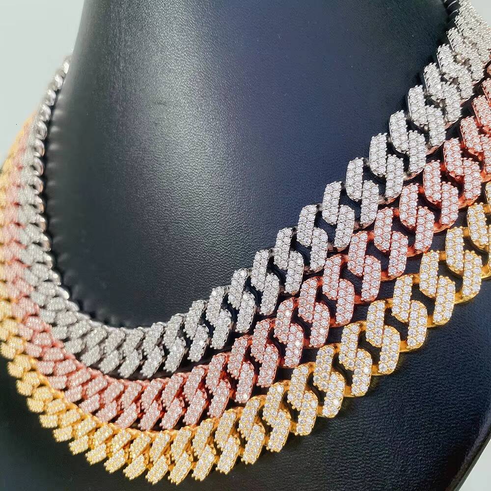 Unisex Luxury Sterling Silver Mens Necklace Moissanite Cuban Jewelry