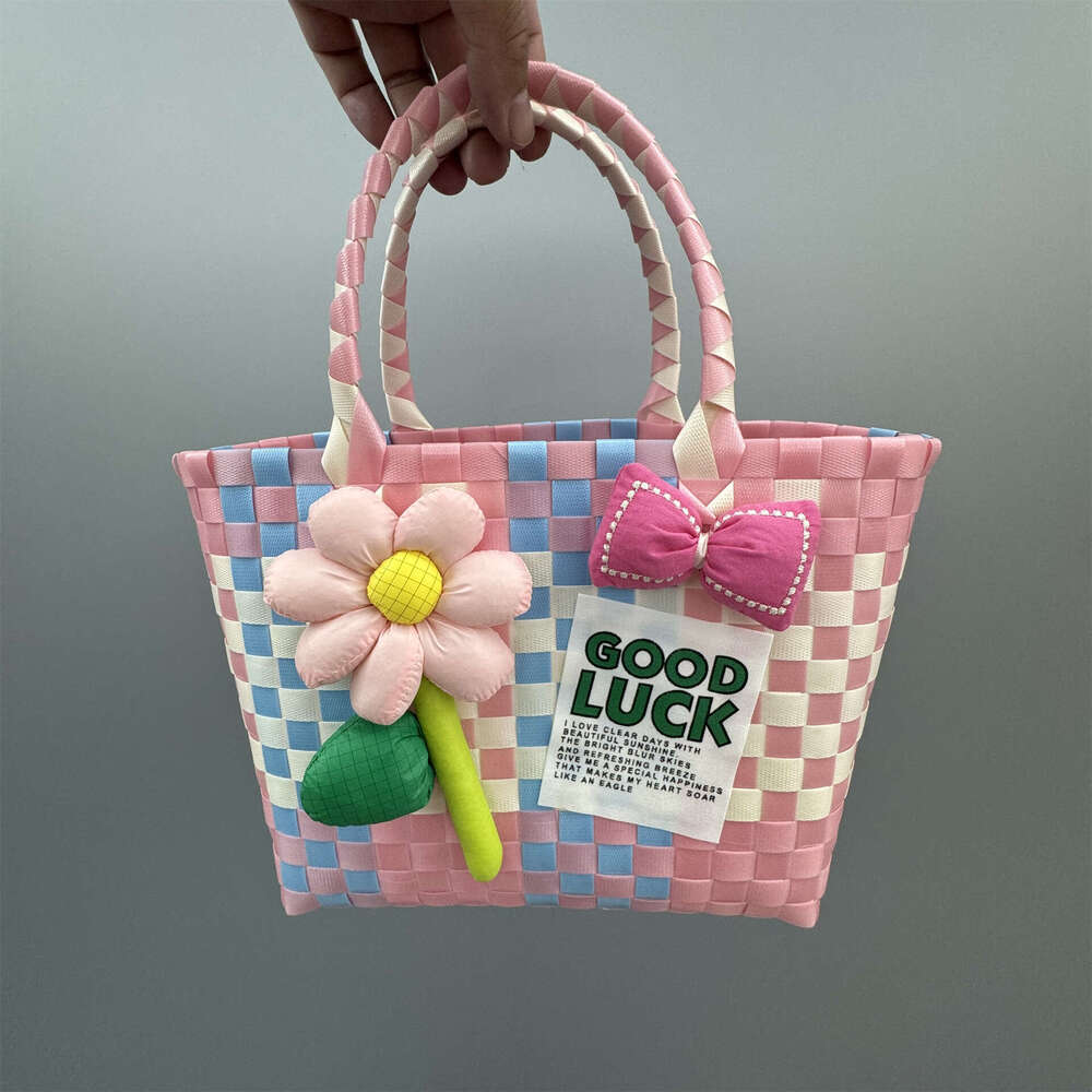 New Plastic Woven Handbag Gift Basket Fresh Style Beach Tote Women's Bag