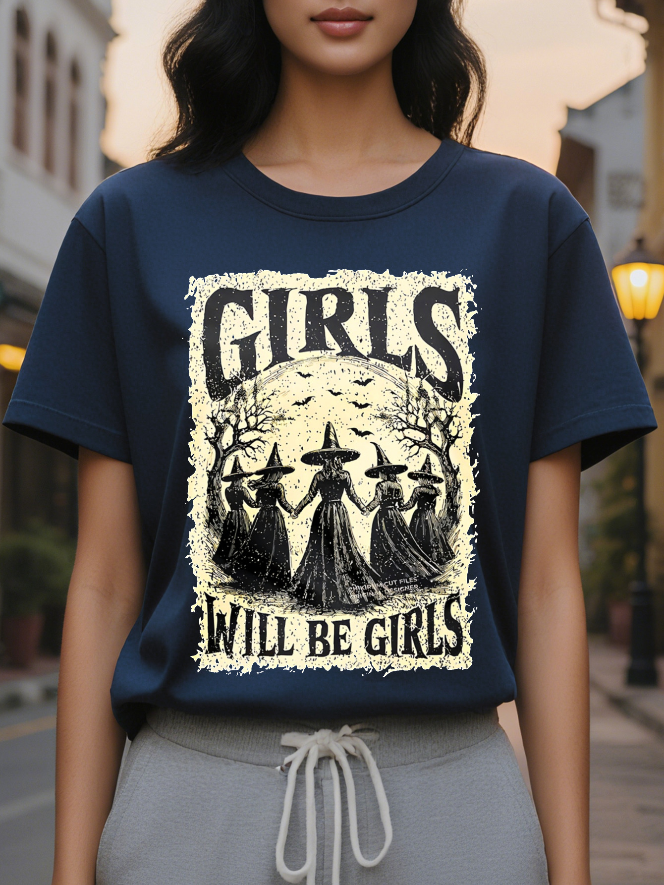 Large XL Women S Witchcraft Graphic T-Shirt Dark Gothic Vintage Tee with WILL BE Witches Text Soft Shirt Halloween Witch Themed Plus Size