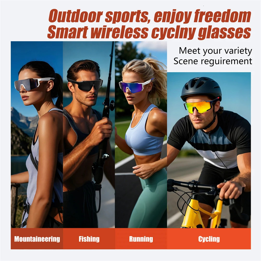 Smart Cycling Glasses Men Bluetooth UV400 Polarized Sunglasses Man AI Voice Intelligent Headphones Call Music Play Camera Remote 250904