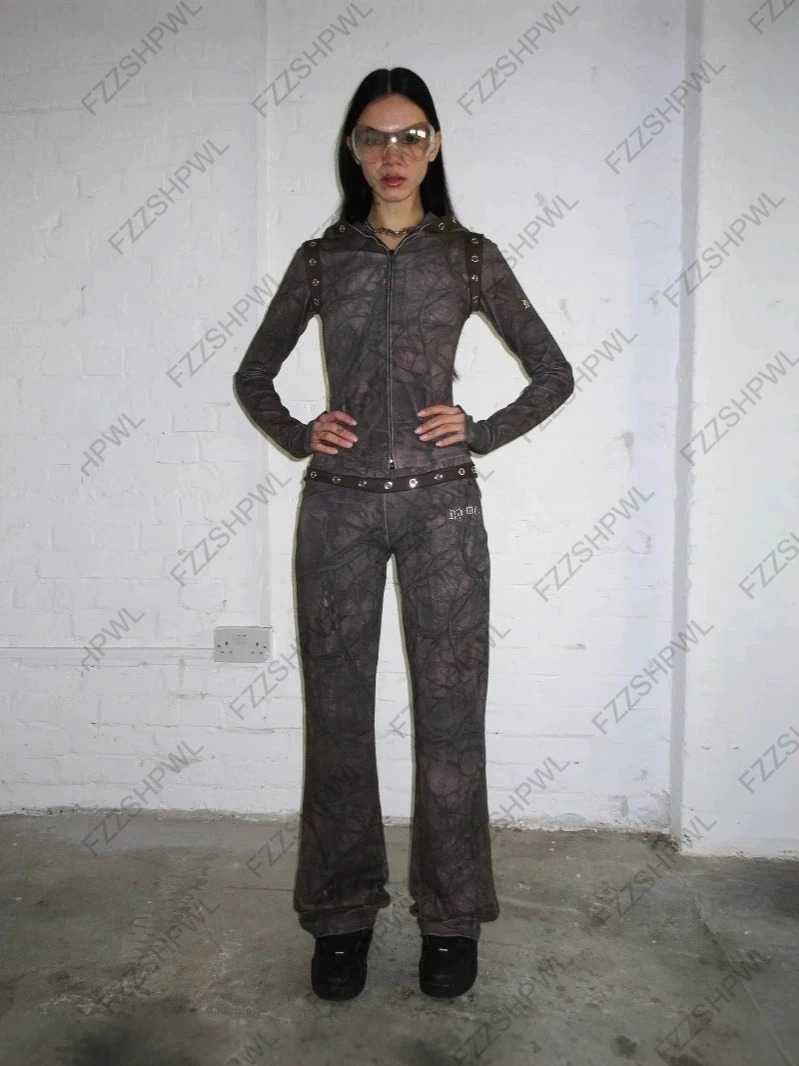 Y2k vintage waste folk dancing with cap coat do old American spice cultivate ones morality pants a set of high street emo 250904