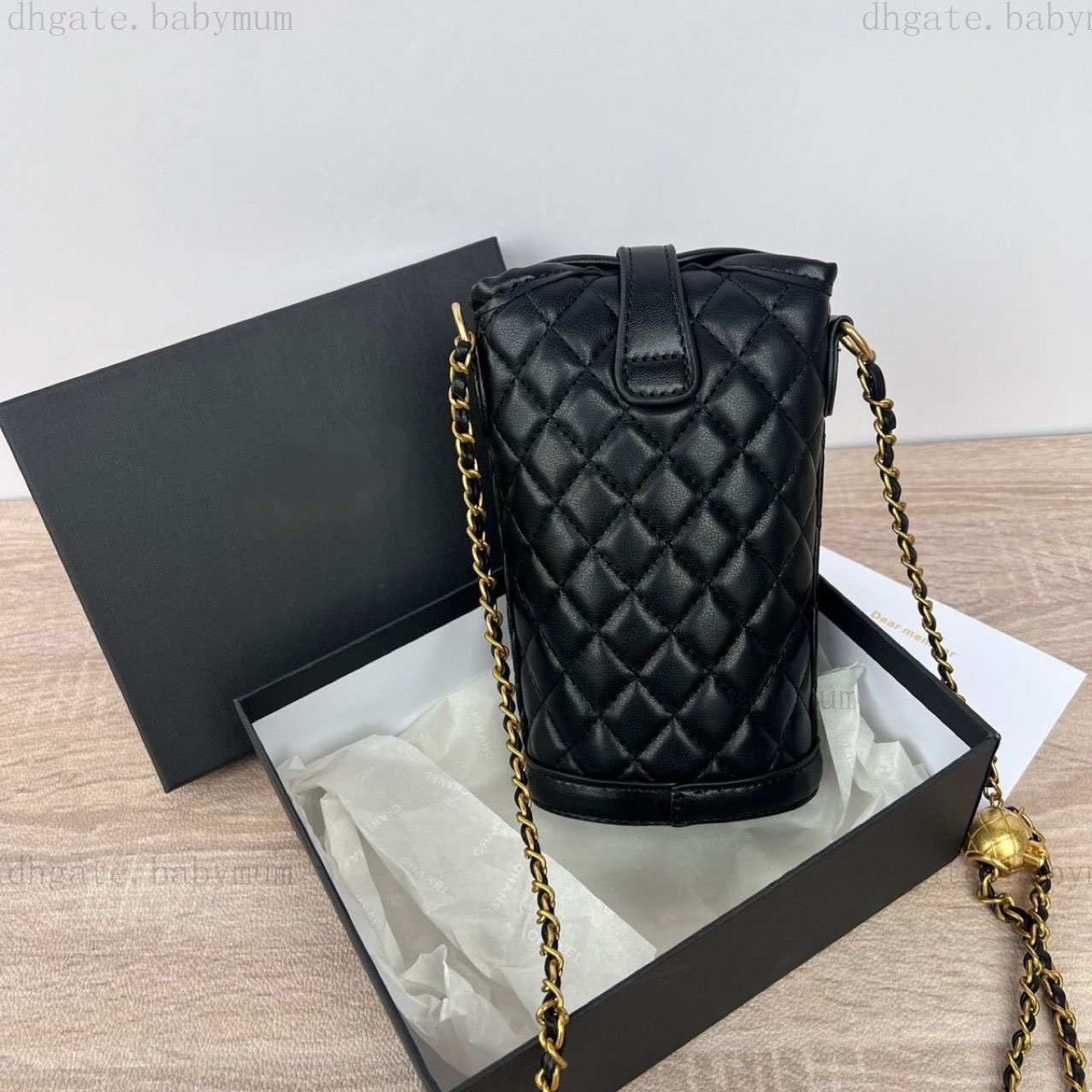 CC vintage Chain One-Shoulder leather portable Crossbody Golden Ball chian phone bag French Fries shaped Bag