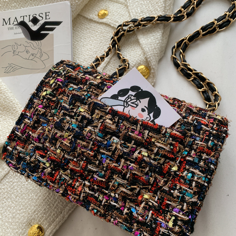 Feiyan Free Shipping New Designer Bag Luxury Shopping Bag Chanel Style Woolen Bag For Women Trend Fashion Korean Version Versatile Chain Shoulder Cros