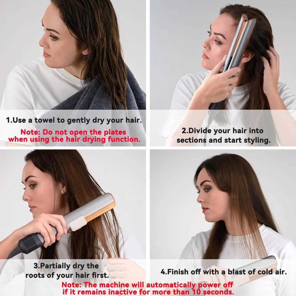 2in1 Hair Straightener Dryer Combo with Smart Temperature Control and Digital LCD Display Quick Styling for Home SalonW250904