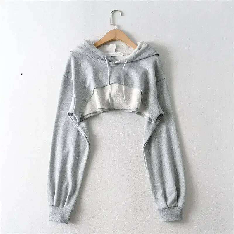 Hoodie Personality Irregular Crop Ultra Short Style Long Sleeve Top Female Drop Shipping Sweatshirt Y2k Clothes