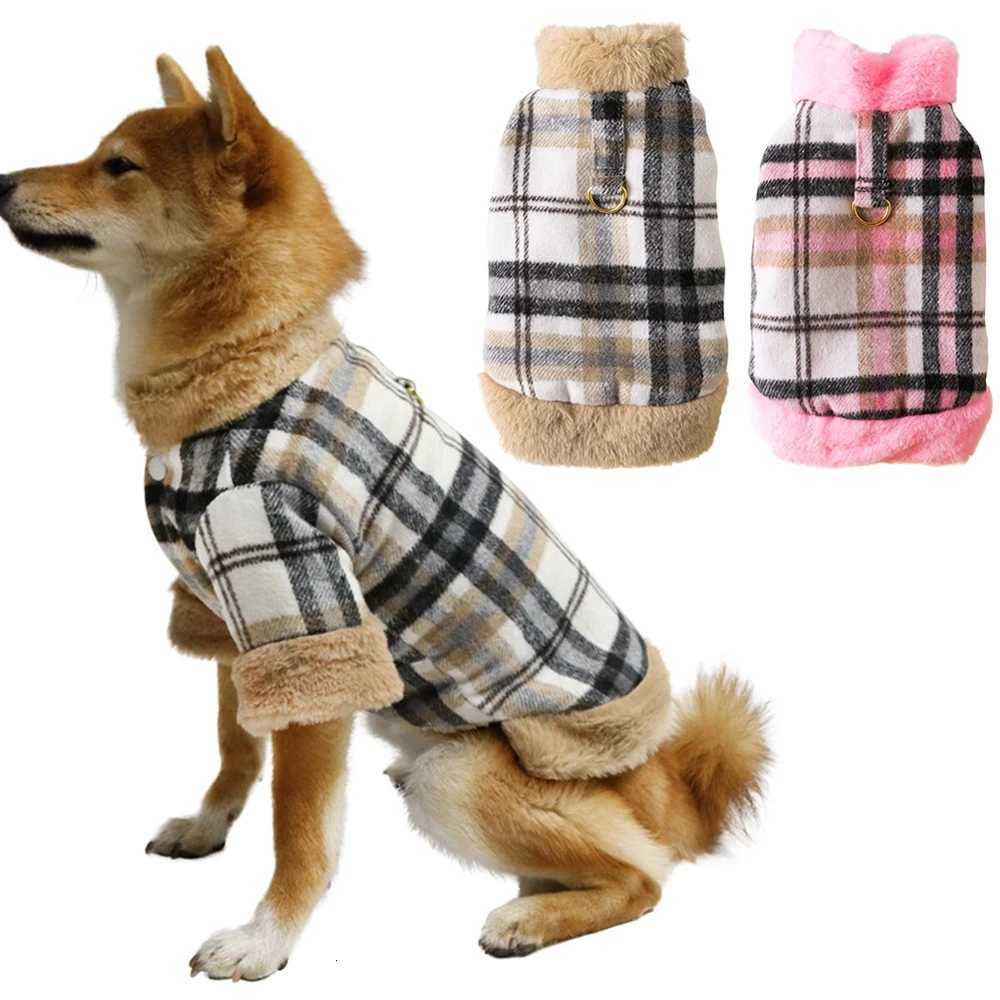 Winter et Clothes Grid Warm Small Dogs Clothing With Fur Collar Cotton Pet Outfits French Bulldog Coat Vest Chihuahua W250904