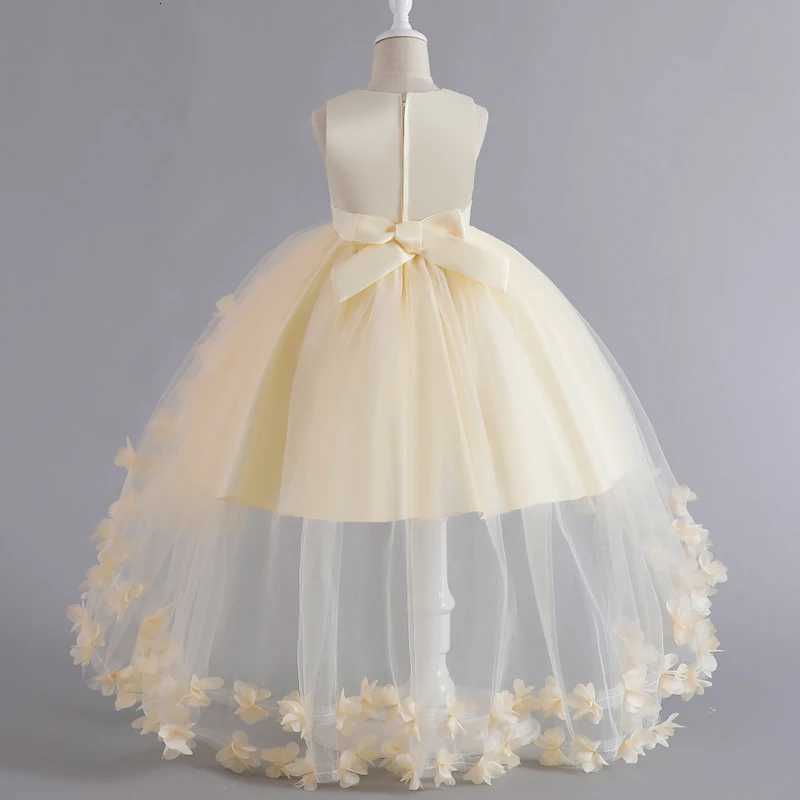 2-12 Years Baby Girl Tailing Dresses Kid Girls Sleeveless Mesh Dress For Ceremony Birthday Party Wedding Flower Gown Z250904