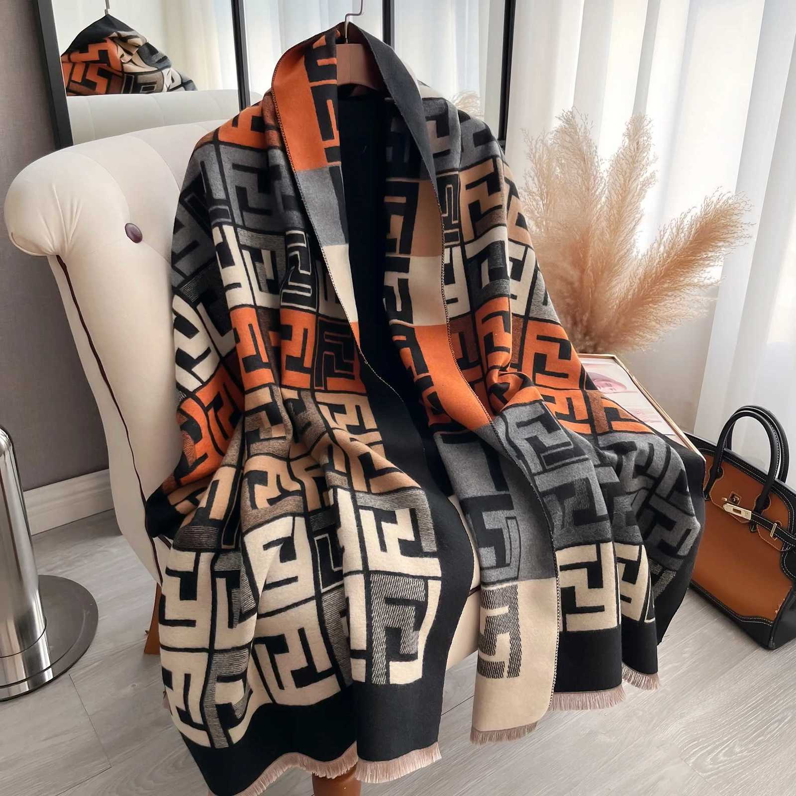 Designer Winter Wens Scarf Luxury Design Doub sided Cashmere Feel Scarf Warm Scarf Shawl G250904