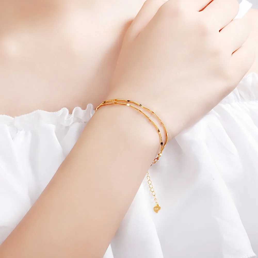 Cute Sweet Double Layer Bracelet for Women New Temperament Stainl Steel Bangle Jewelry Accory Colorfast Best Friend GiftXJ250904