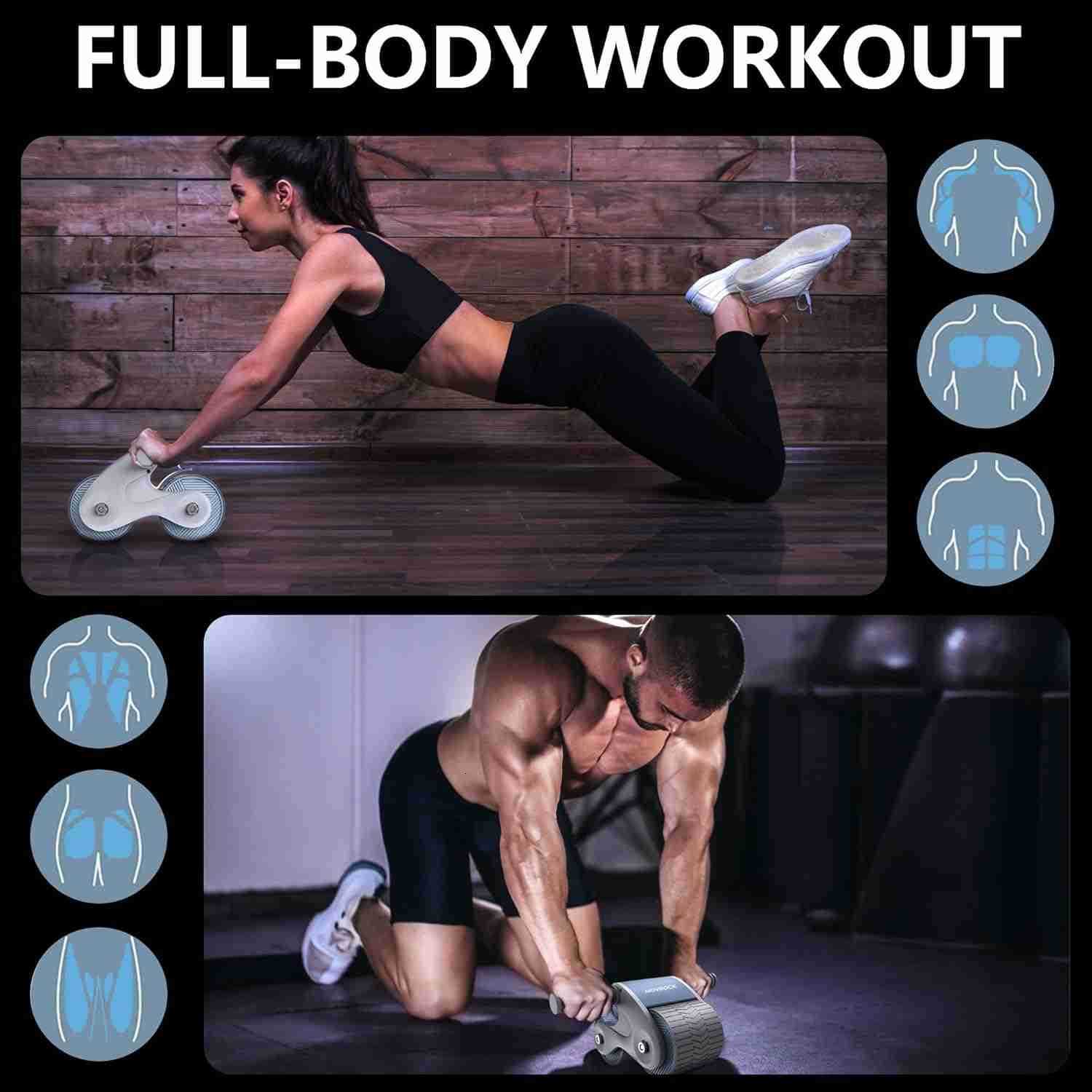 Ab Roller Wheel with Automatic Rebound for Home Gym Core Fitness Sturdy Abdominal Exercise Equipment Includes Knee Pad Perfect for Ab Workouts and Str