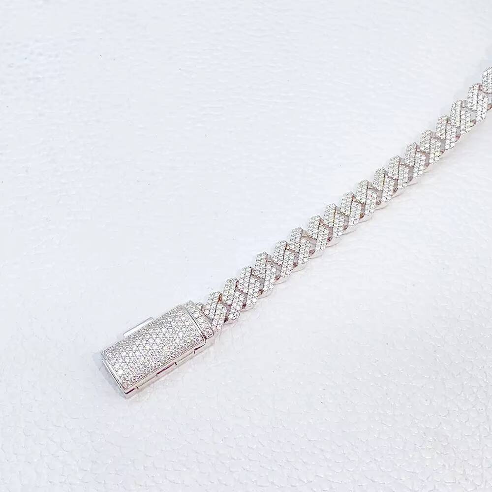 925 Sterling Silver 14K White Gold Plated High Quality Diamond Cuban Chain Mens Hip Hop Style Iced VVS Fine Chokers Necklaces