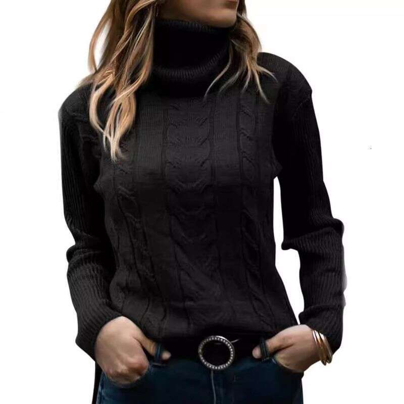 Women's Clothing Autumn And Winter New Solid Color Turtleneck Retro Long Sleeved Sweater Women's Clothing