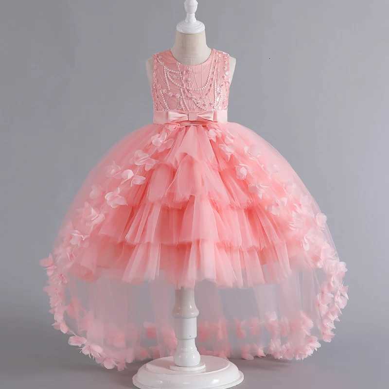 2-12 Years Baby Girl Tailing Dresses Kid Girls Sleeveless Mesh Dress For Ceremony Birthday Party Wedding Flower Gown Z250904
