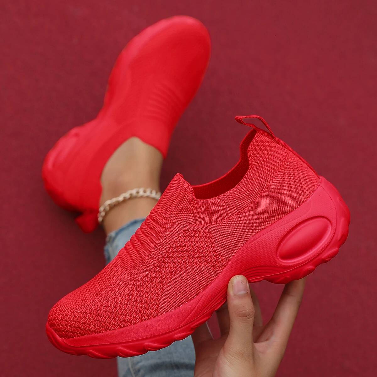 Red Casual Sports for Comfort Mesh Tennis Shoes Light Sneakers Women 2024 New Plus Size 43 Student Vulcanized Shoe ddmysaturn