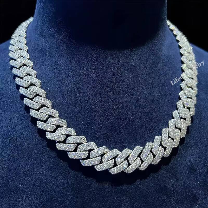 14mm Vintage Cuban Link Chain Custom 925 Sterling Silver Moissanite Diamond Luxury Necklace Elegant Charm Womens Chain Necklace