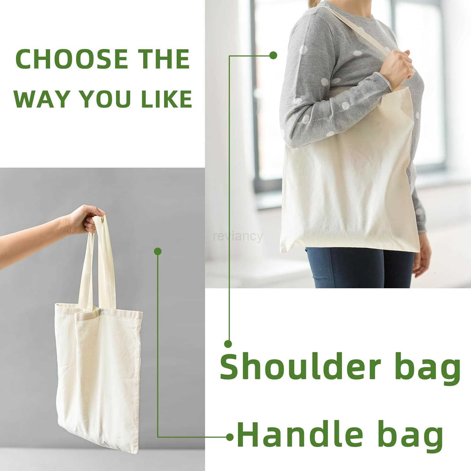 6 I 12 I 24 Pack Canvas Tote BagsReusable Blank Canvas for Shopping BagsGrocery BagsDIY Gift BagsW250904