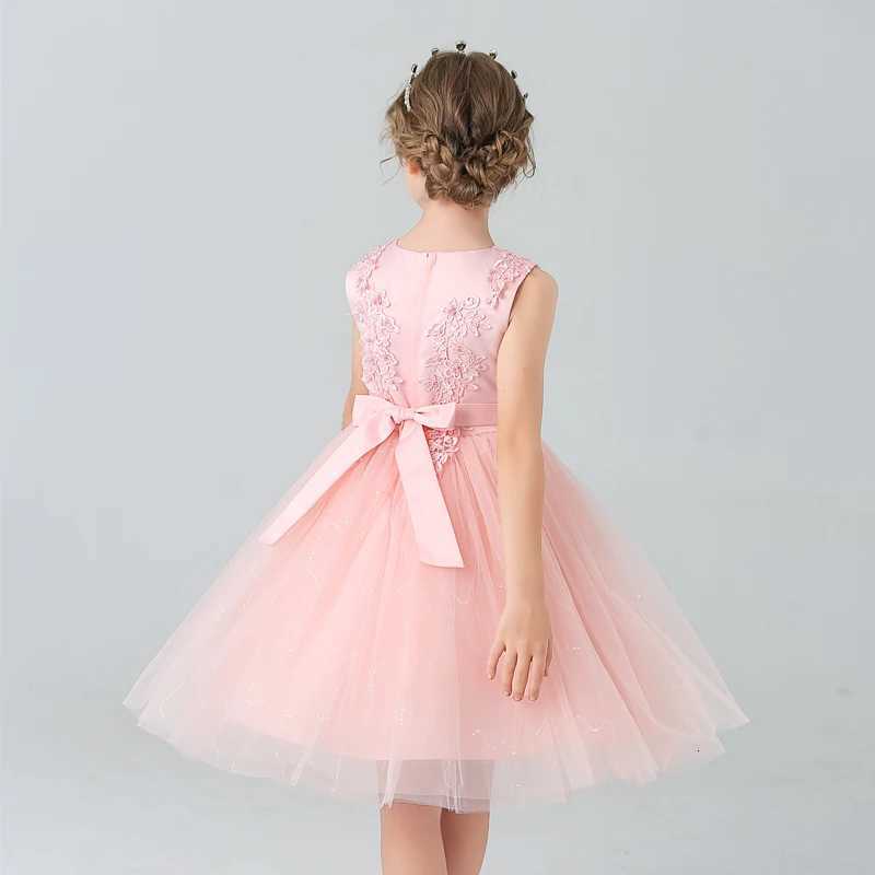 M683 Girls Short Summer Wedding Dress Fluffy Mesh Princess Medium Size Childrens Clothing June 1st Performance Z250904