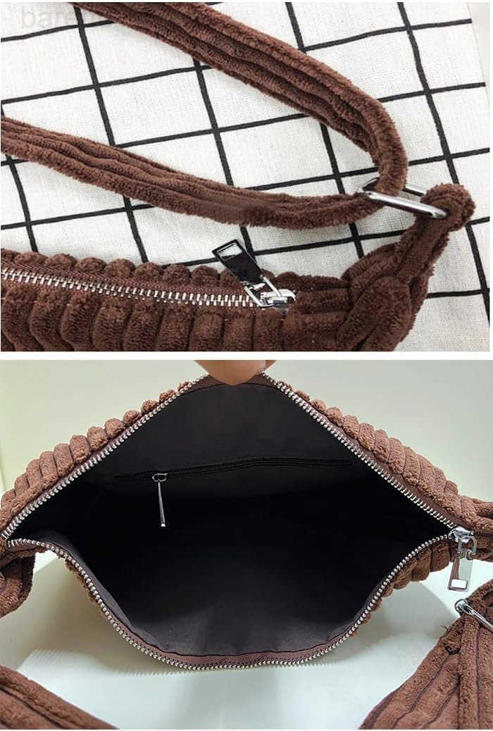 Women Small Corduroy Hobo Bag Wide Strap Crossbody Bag Shoulder Bag Casual Handbag Daily Bag M250903