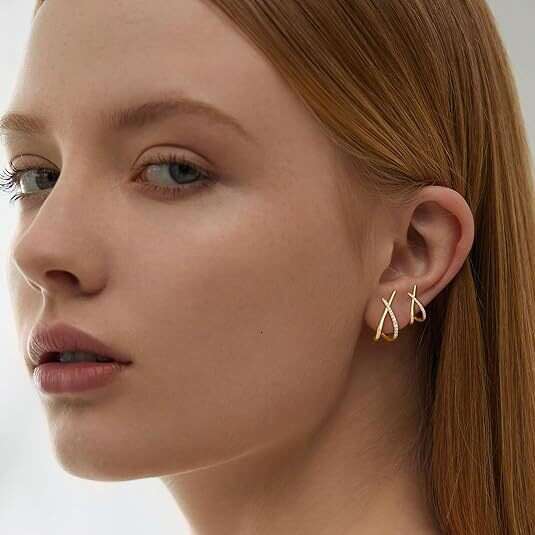 2025 Cross Rhinestone Copper Gold-Plated Zircon Hypoallergenic Earrings