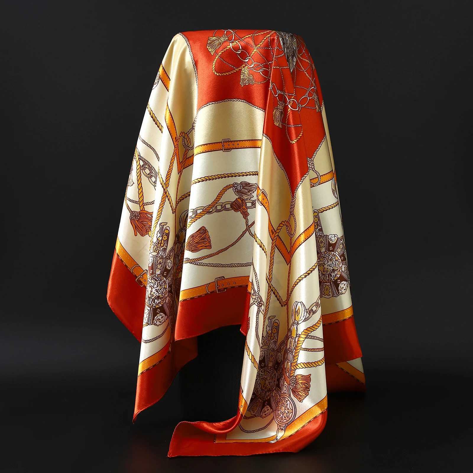 Designer 90X90CM Kerchi rope And America Fashion Bandan Four Seasons Luxury Square Silk Scarves New Latt Print Sunscreen Shawls G250904