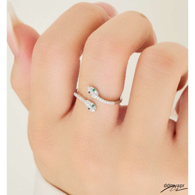 Dual Snake - Adjustable Open Cuff Fashion Ring For Women | Sterling Sier Plated Cubic Zirconia Ddmyday Statement Finger Jewelry Ddmyday
