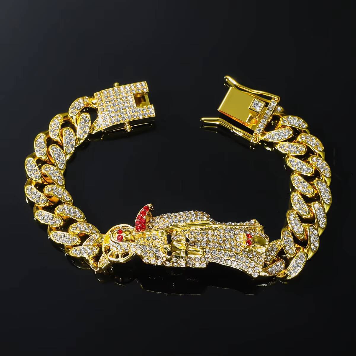 Gold Silver Cuban Link Chain Jewelry Religious Santa Muerte Bracelets Holy Death Gold Silver Fashion Jewelry Bracelets