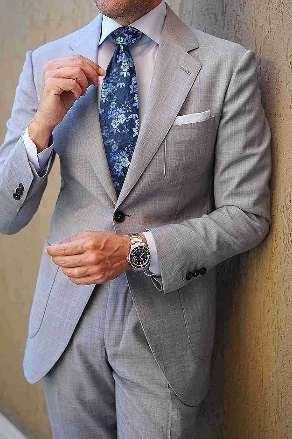 Ties for Men Floral Tie Handkerchief Cufflinks Set Formal Flower Classic Mens Necktie Pocket Square WeddingW250904