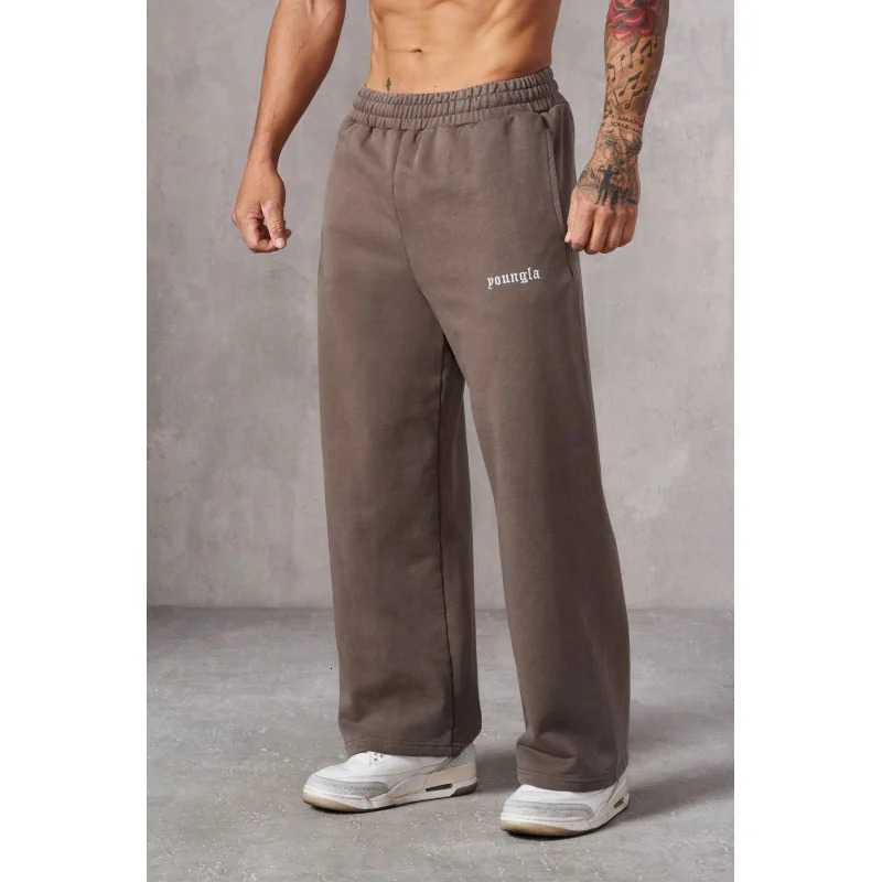 2025 American Style Mens Sports Pants Spring Autumn Outdoor Jogging Muscle Fitness Embroidered Straight Casual Long Pants 250903