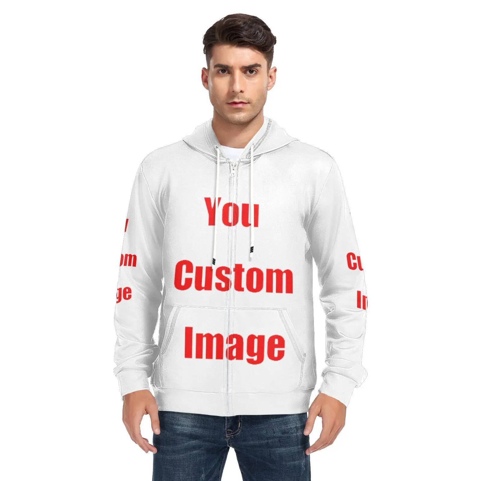 2025 New Autumn Winter Streetwear Customize Print Zipper Sweatshirt Hoodies Men Hip Hop Hoody Fashion Top Pullover