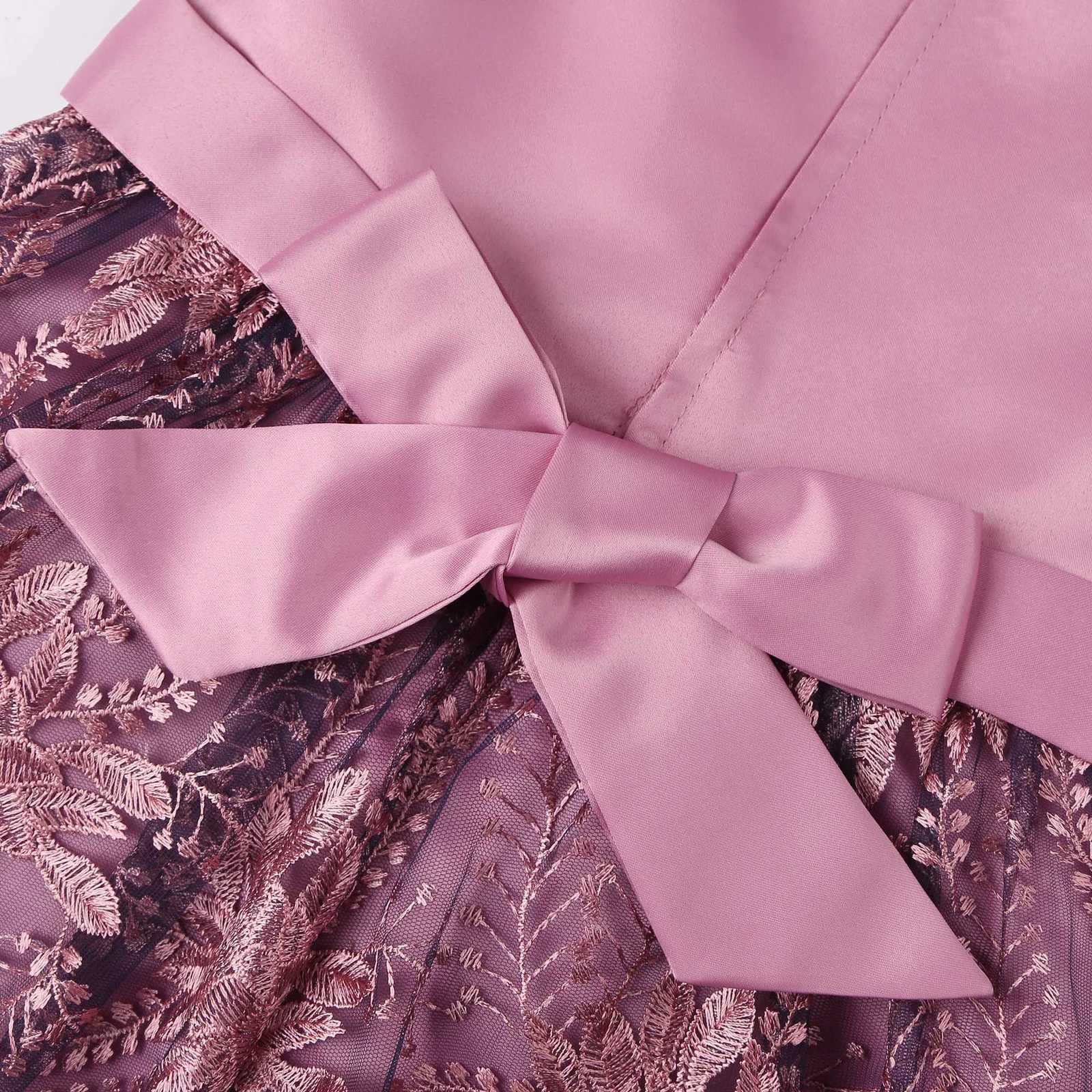 Girls Gauze Pompadour Dress Lace Children Holiday Dress 2025 Fashionable Elegant Girls Outfit for Special Occasions Z250904