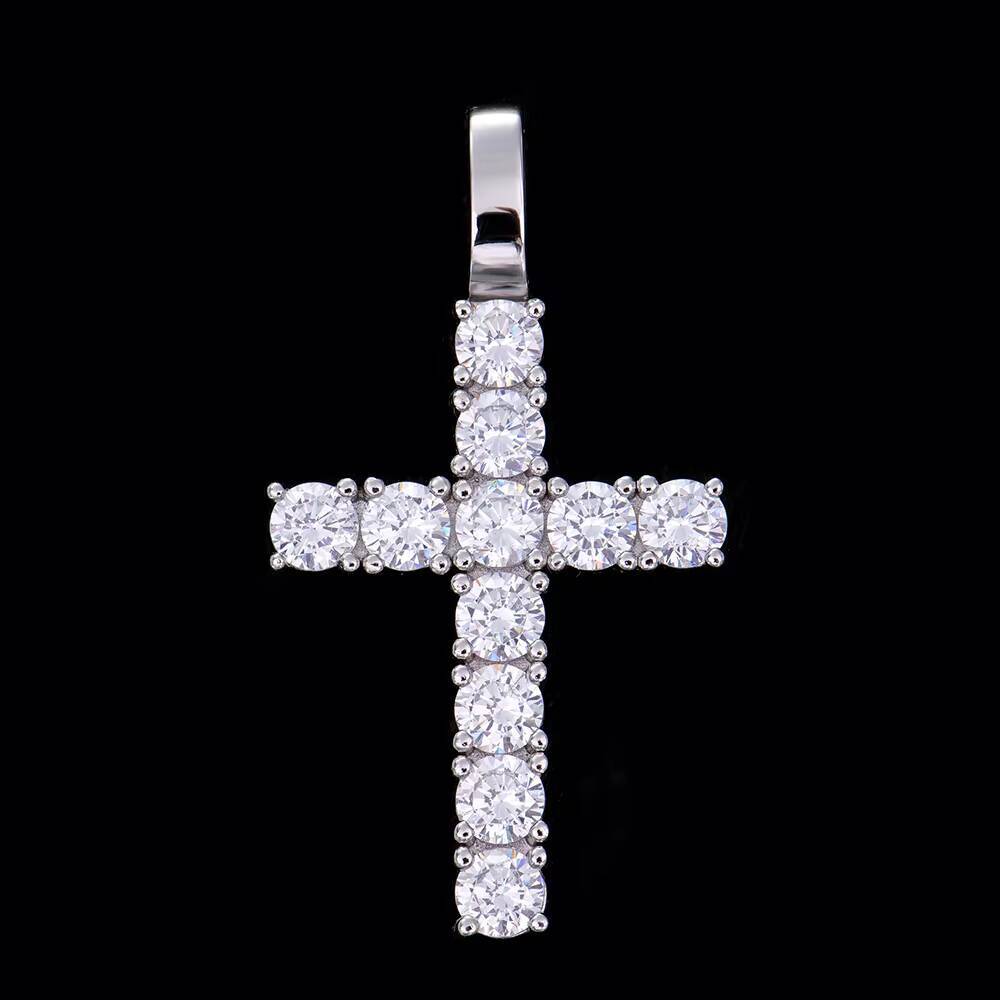 Moissanite Pendant S925 Silver D VVS Iced Out Cross Pendant for Men and Women Jewelry Pass Diamond Tester