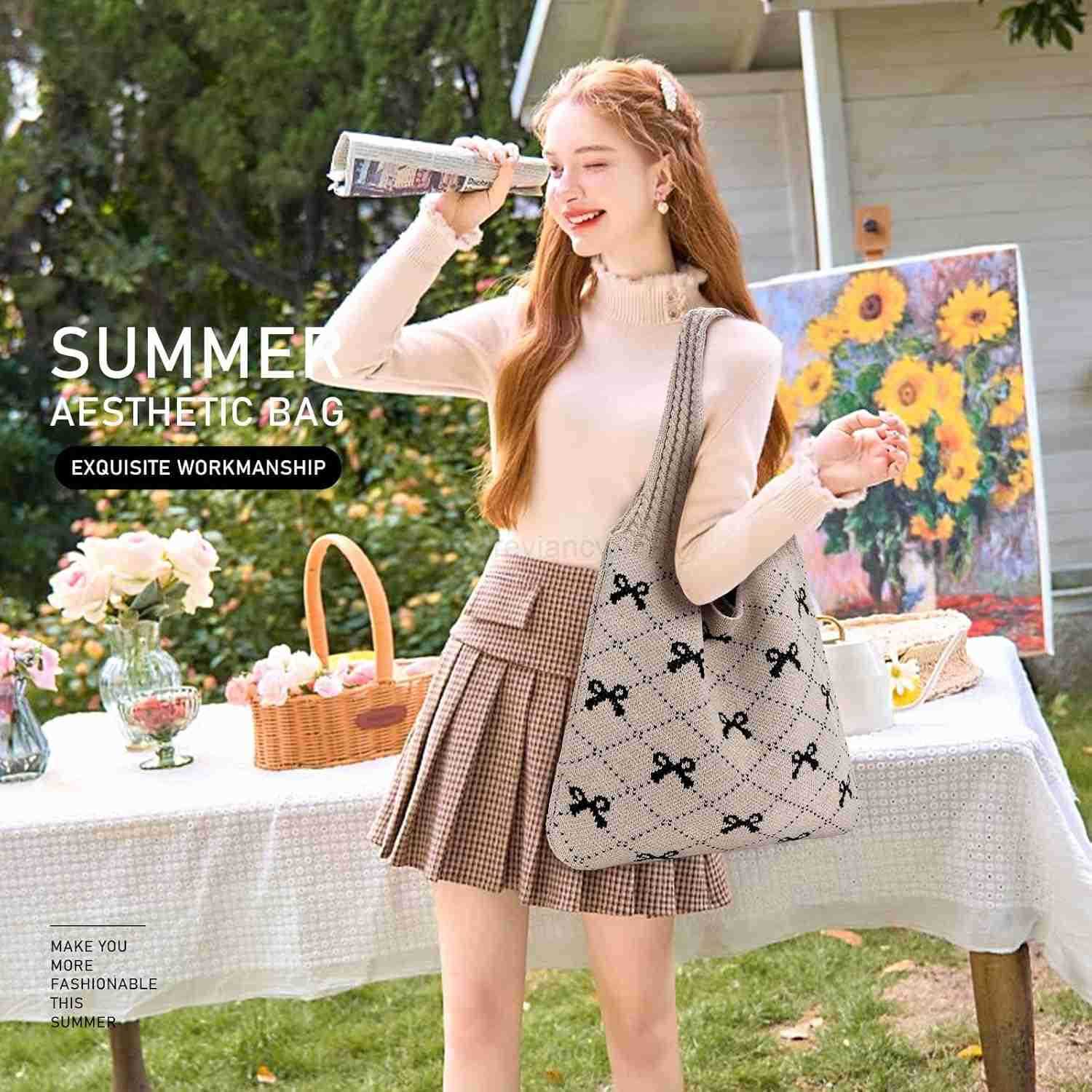 Tote Beach Mesh Knitted Shoulder Bag Large Aesthetic Hobo Bag for Women SummerW250904