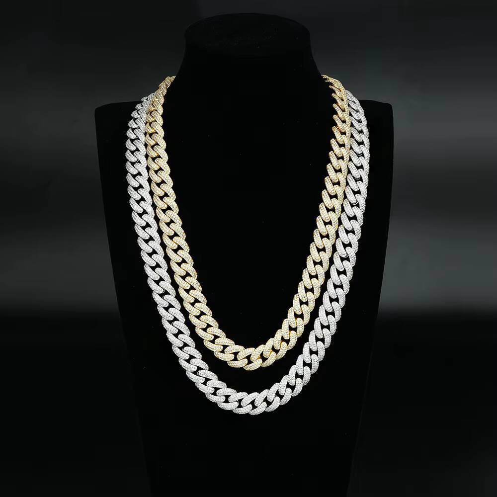 Wholesale Jewelry Hip Hop Miami Iced Out Gold Plated Silver 925 Vvs Diamond Moissanite Cuban Link Chain