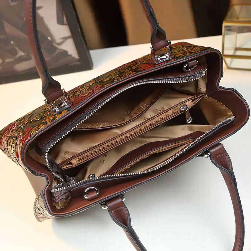 Ele Large Capaci Crossbody Bag For Middle-Aged Women Faionable Floral Single Oulder Handbag Sli Briti Sle