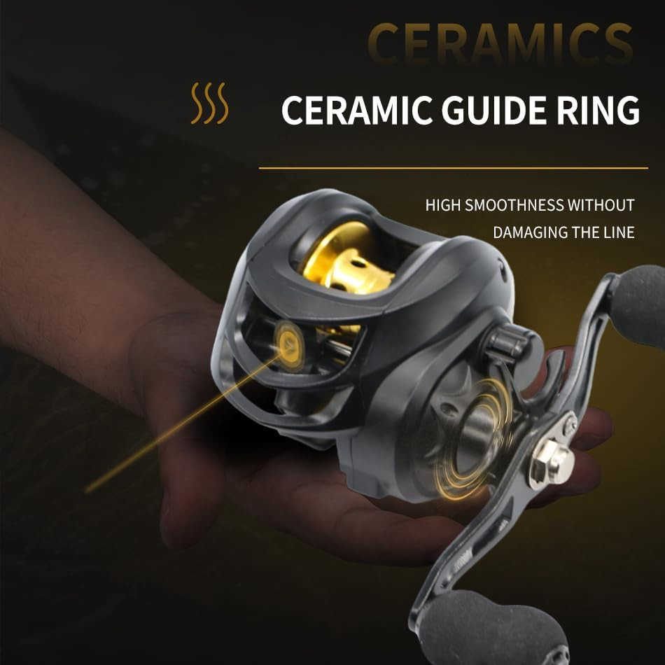 Baitcasting Fishing Reel Lightweight Aluminum Spool Fishing Reel176Lbs Max Drag Magnetic Braking System 721 HighSpeed Gear Ratio Saltwater Freshwat W2