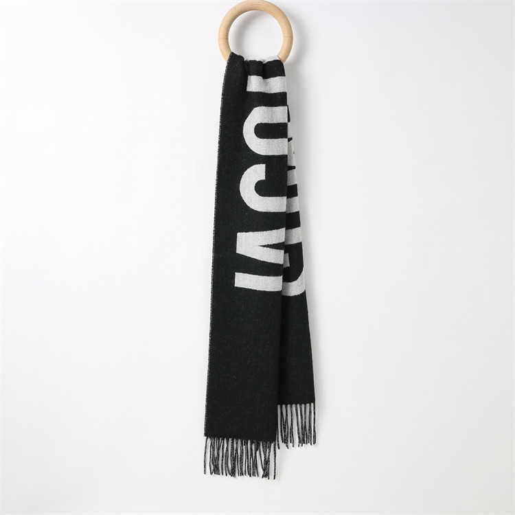 Jmus Scarf 2024 Autumn Winter New Unisex Letter Jacquard Warm Tassel Wool Neck Scarf Shawl L250904 2I2T9