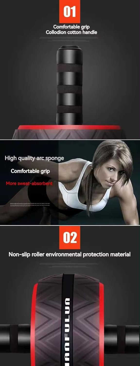 Ab Roller Wheel for Core Abdominal Workout Fitness Equipment for Men Women Home Gym Exercise Wheel with Knee Pad Strength Training Gear for Abs Core W