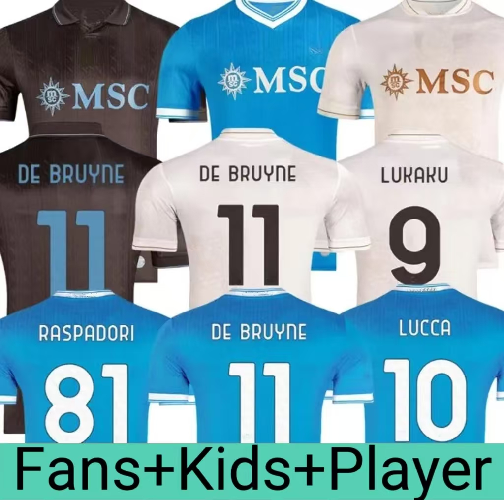 LUKAKU DE BRUYNE HOJLUND Napoli 25 26 soccer jerseys Maglia LANG LUCCA MARADONA Naples 2026 BEUKEMA NERES Football Shirts McTOMINAY Napoli jersey top kit men kids set