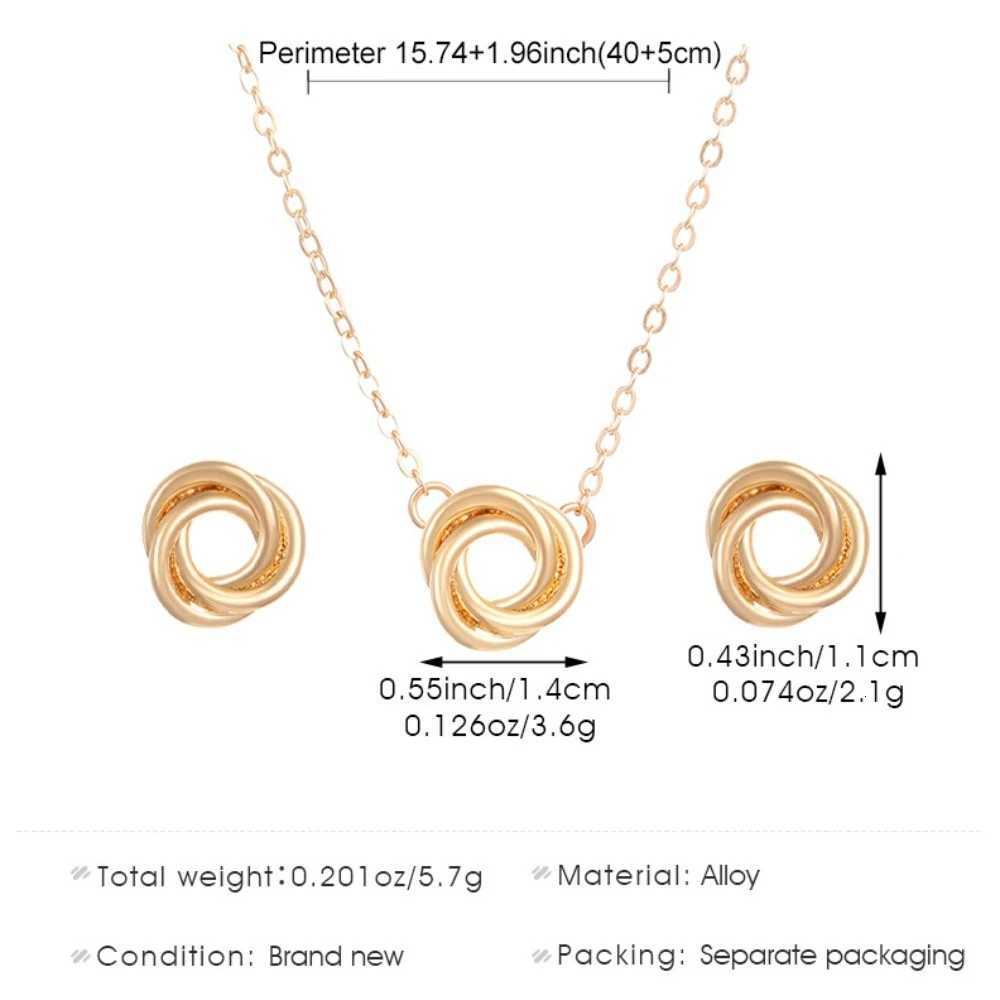 2pcs Set Classic Tren Gold Color Circle Fried Dough Twist Necklace Earring for Women Collar Chain Jewelry Sets Accory GiftsXJ250904